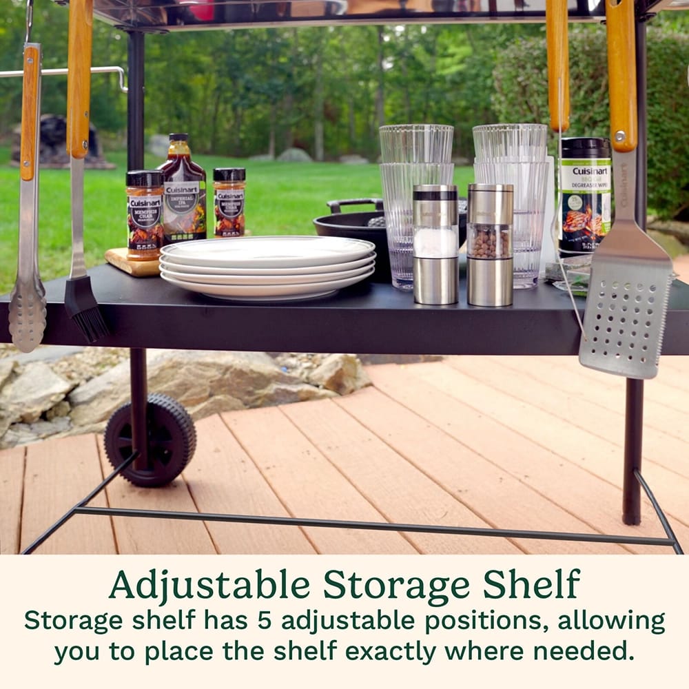 Cuisinart Outdoor BBQ Prep Cart, Black/Stainless