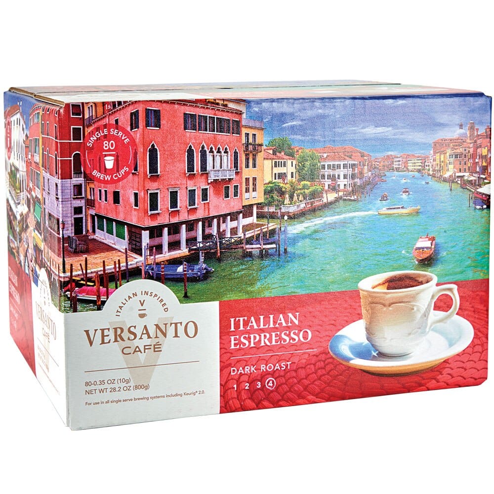 Versanto Cafe Italian Espresso Dark Roast Coffee, 80 Count