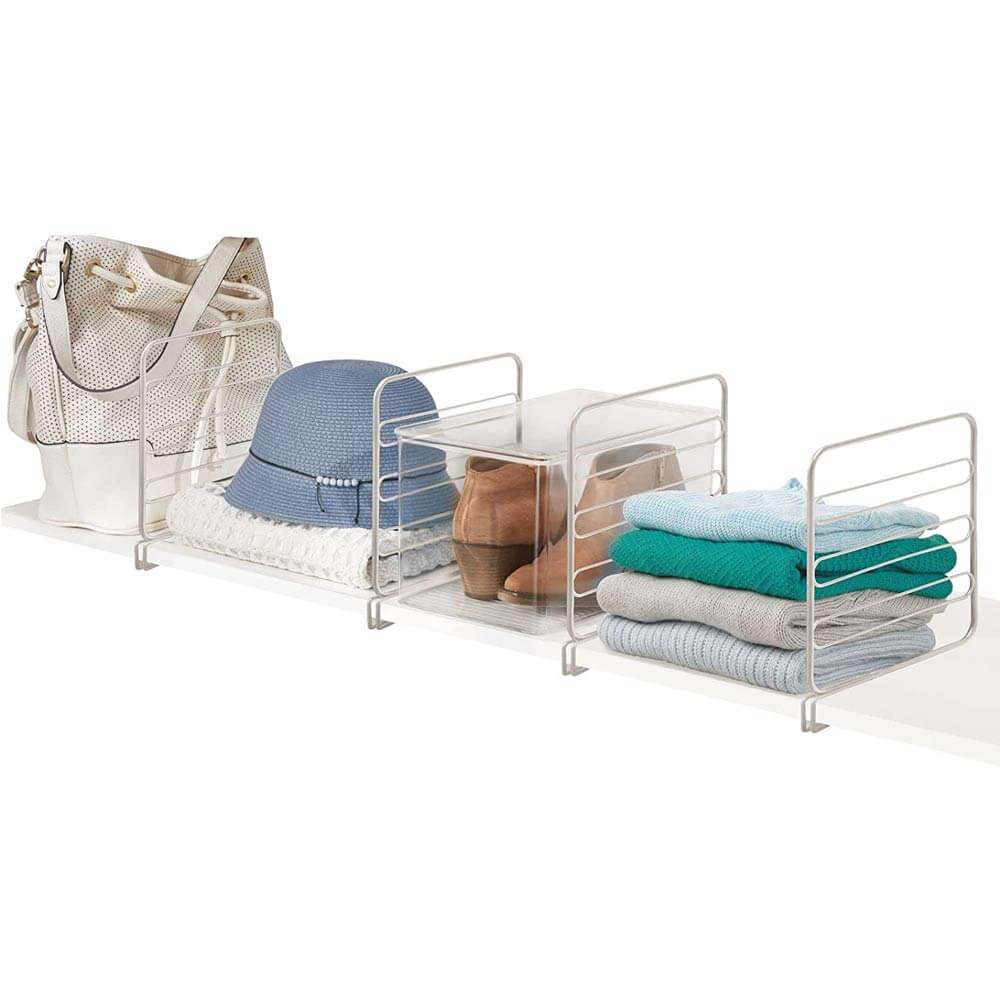 mDesign Versatile Metal Wire Closet Shelf Divider, Set of 8, Satin