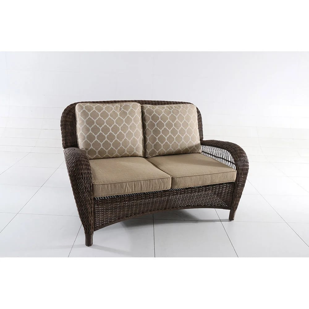 Hampton Bay Beacon Park Outdoor Patio Loveseat, Brown