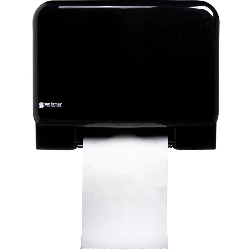 San Jamar Tear-n-Dry Electronic Touchless Recessed 8" Roll Paper Towel Dispenser, Black