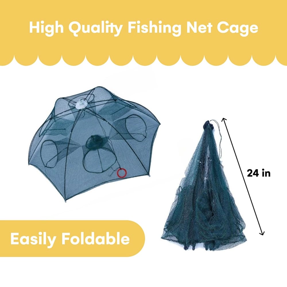 Noa Store Upgraded Fishing Bait Foldable Net Trap, Blue