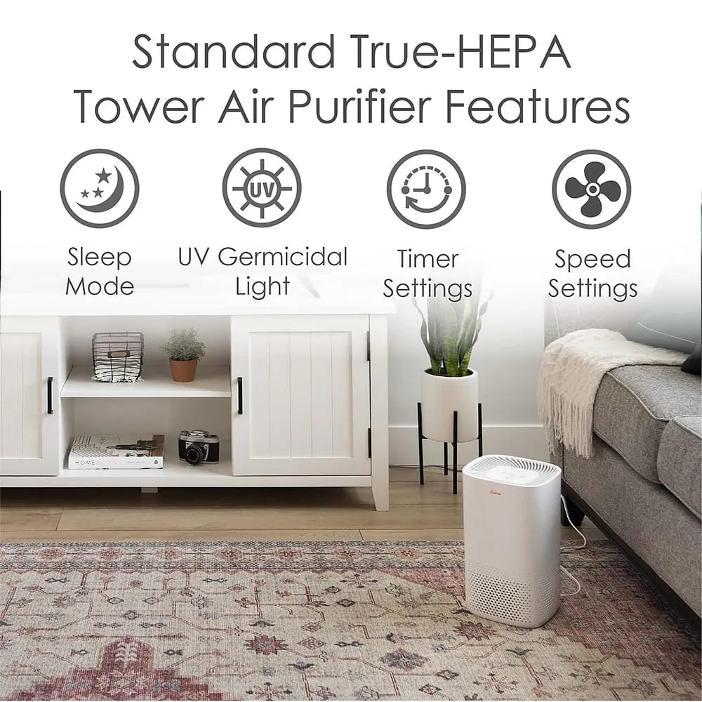 Crane true-HEPA Air Purifier, White