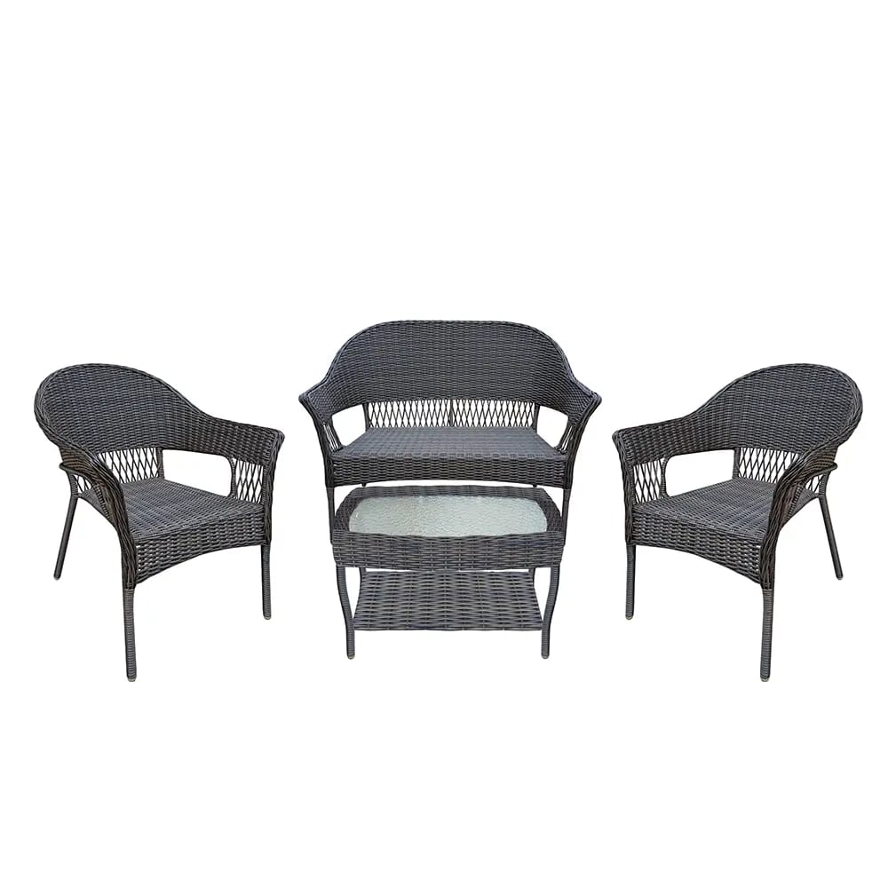 4-Piece All-Weather Resin Wicker Set, Dark Brown