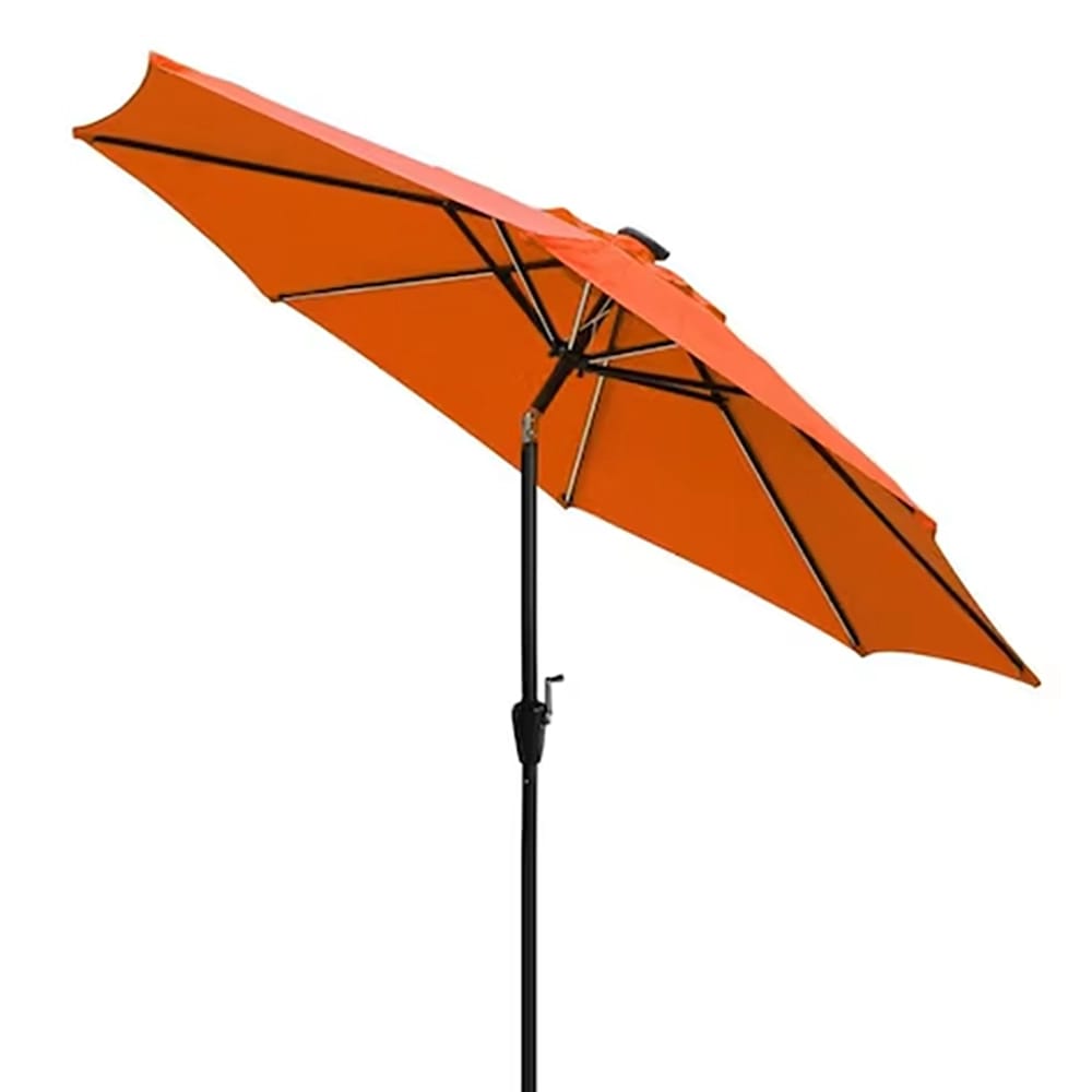 Jeco 9' Aluminum Patio Umbrella with Crank and Solar Guide Tubes, Orange/Black