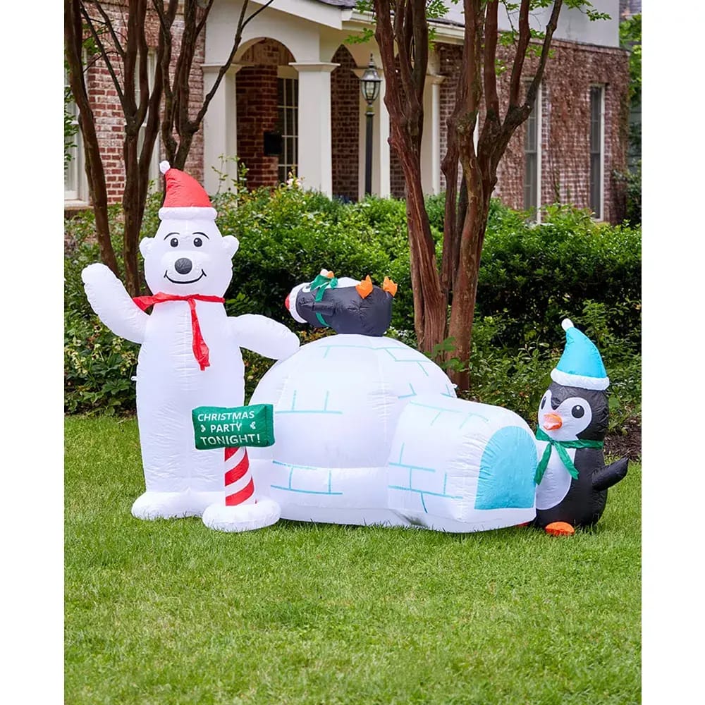 5.5' Polar Bear & Penguins with Igloo Inflatable