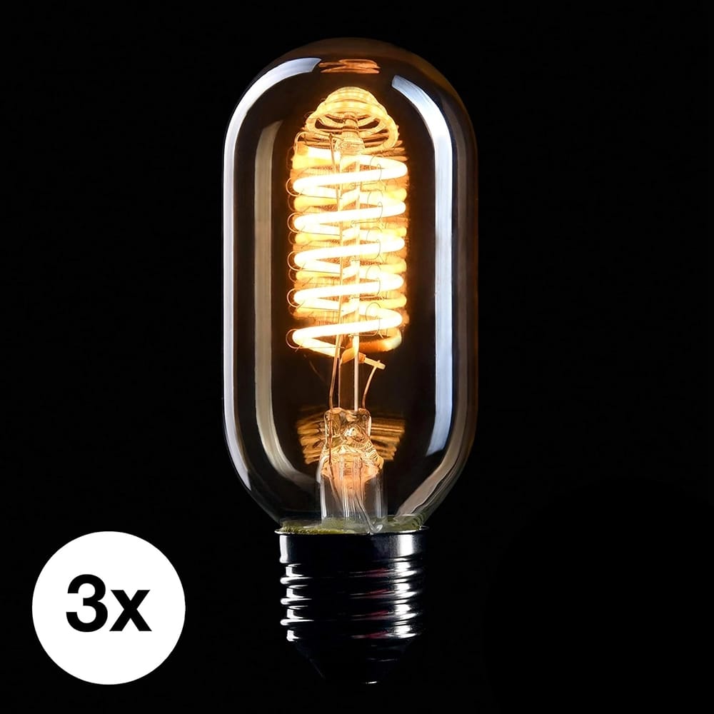 CROWN LED Dimmable Edison 4 Watt Light Bulbs, 3 Pack