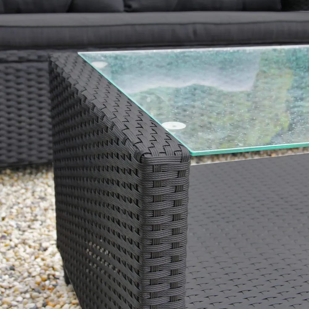 Outdoor 4-Piece Resin Wicker Patio Set, Black/Black