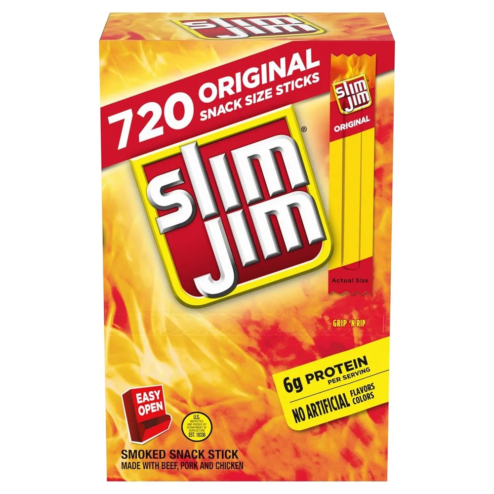 Slim Jim Snack-Sized Original Smoked Meat Sticks, 720 Count