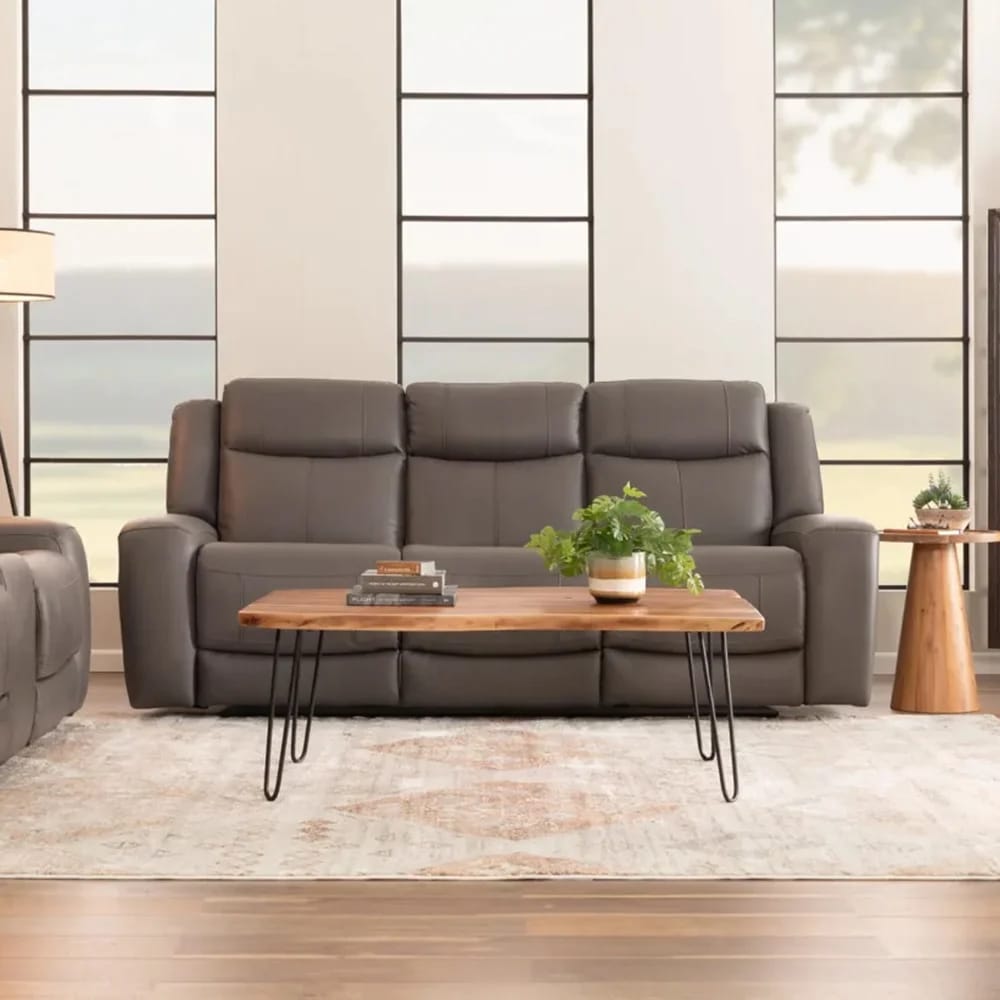 Verona Leather Power Reclining Sofa, Gray