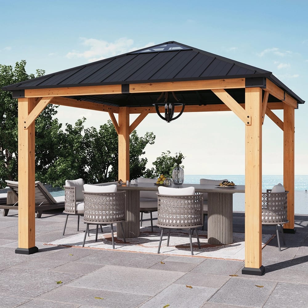 Rockport 11' x 11' Cedar Wood Hard Top Gazebo