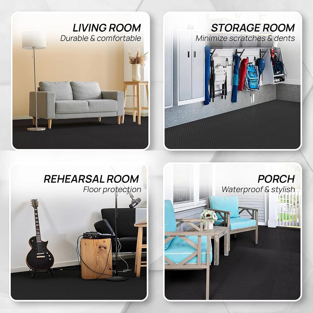 Yes4All EVA Interlocking Mats, Puzzle Floor Tiles, Black, 48 sq ft