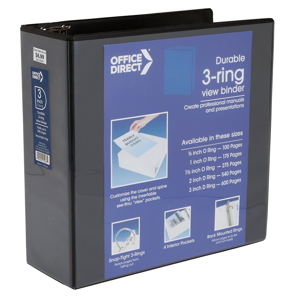 Office Direct D-Ring View Binder, 3"