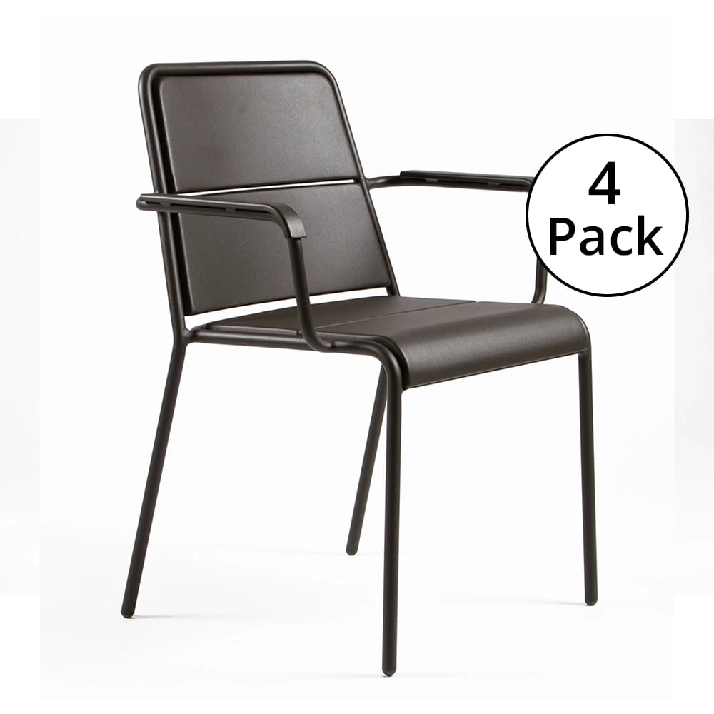 Maiori Patio Arm Chair, Charbon, 4 Pack