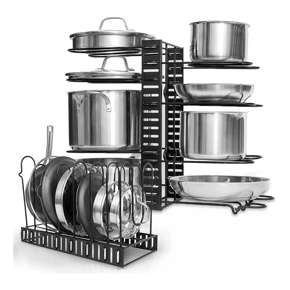 GeekDigg Adjustable Pots and Pans Organizer, Black