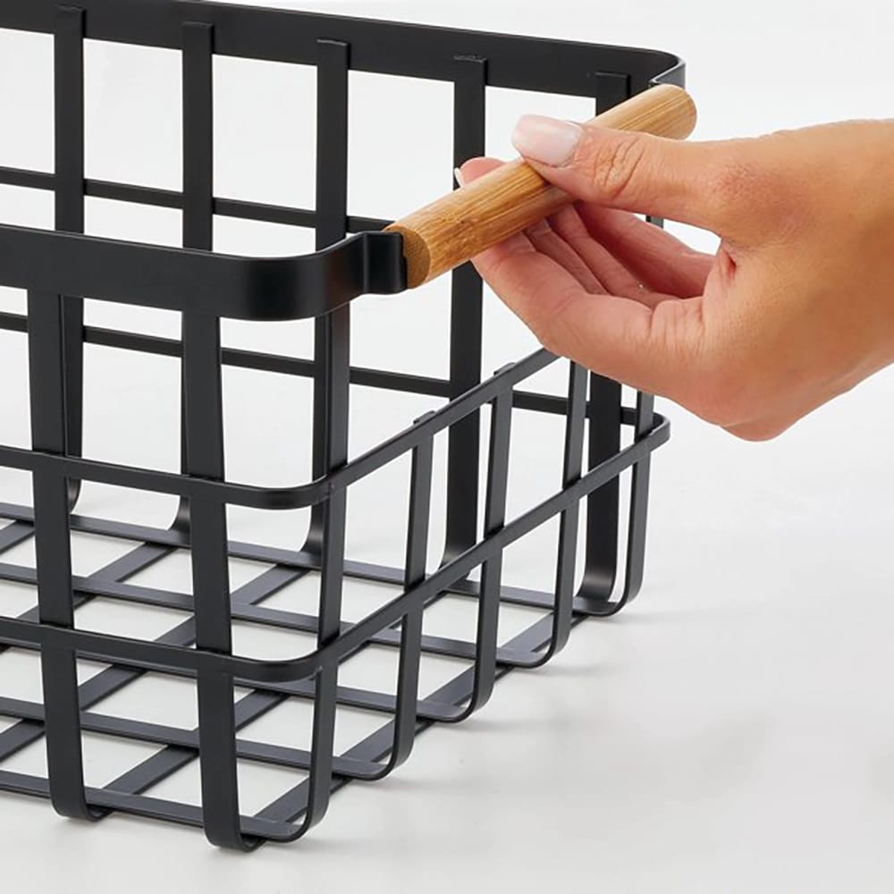 mDesign Metal Storage Basket, Black/Natural, 8 Pack