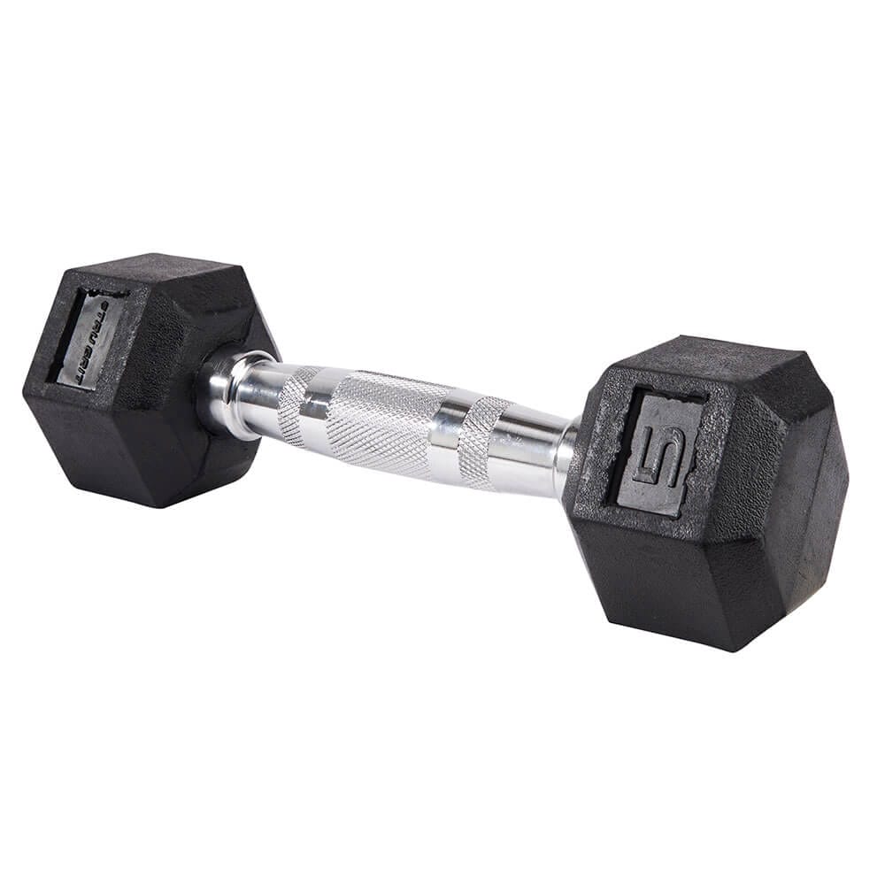 Tru Grit Fitness 5 lb Rubber Hex Single Dumbbell