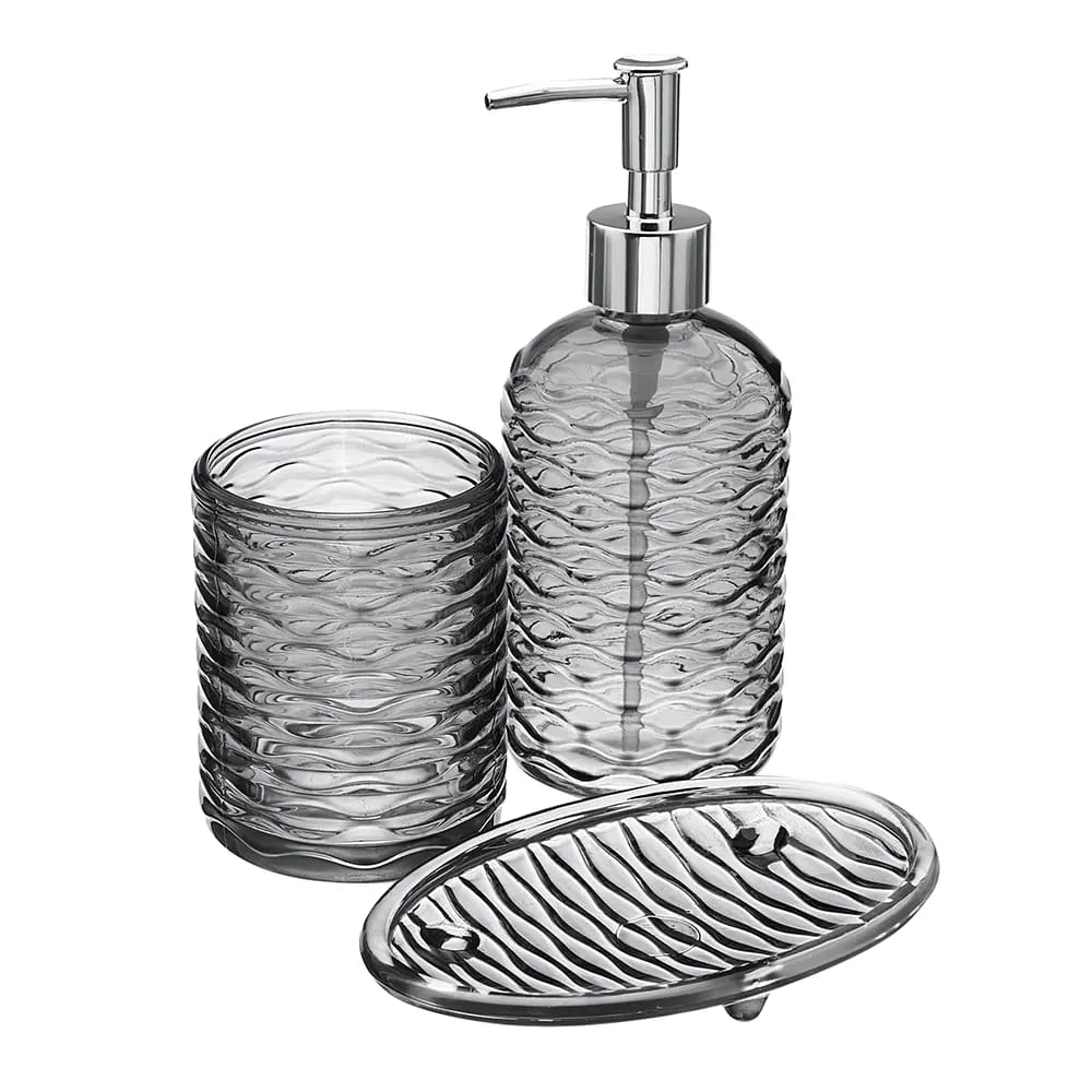 Gray Glass Bathroom Set, 3pc.