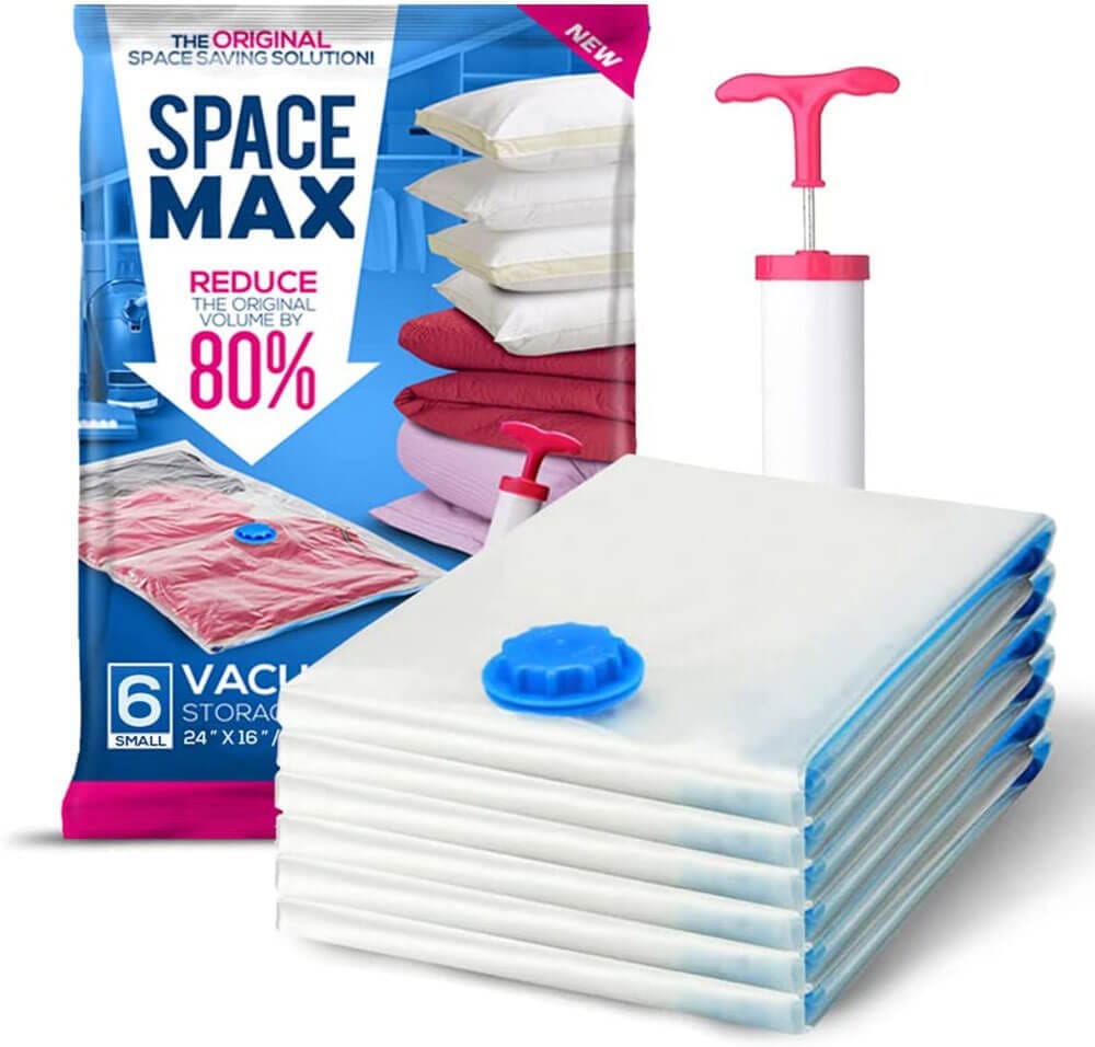 SPACE MAX Premium Space Saver Vacuum Storage Bags, Small Size, 6-Pack