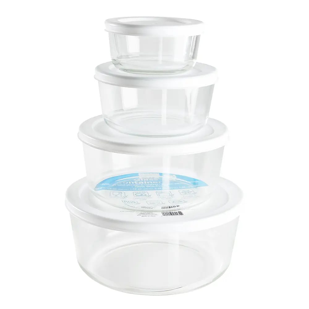 Round Glass Storage Container Set, 4 Piece