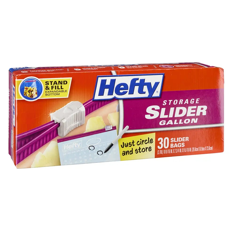 Hefty Storage Slider Gallon Bags, 30 ct