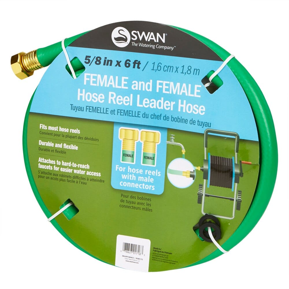 Swan 5/8” Female and Female Hose Reel Leader Hose, 6