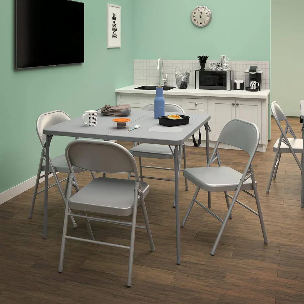 Cosco XL All-Steel Commercial Folding Chair, Gray, 4 Pack