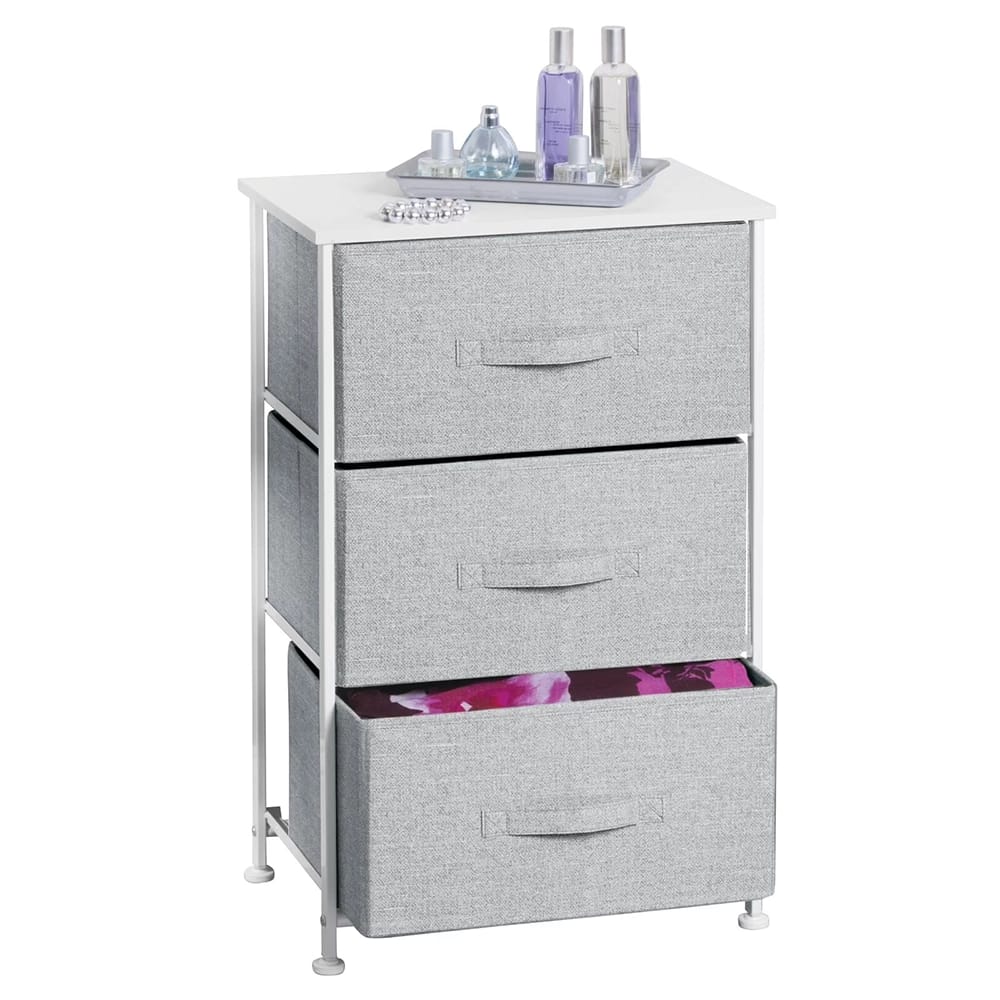 mDesign 3-Drawer Fabric Dresser, Gray