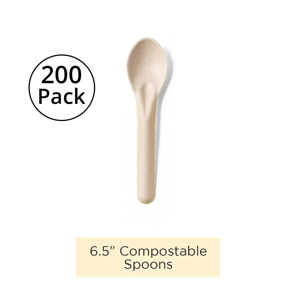 6.5" Renewable Fiber Paper Spoons, 200 Count