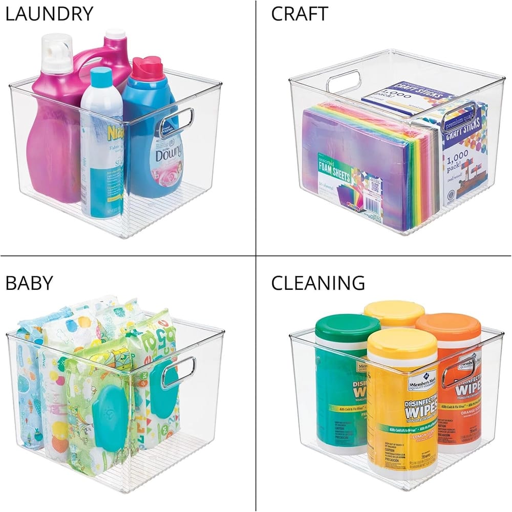 mDesign Plastic Deep Storage Organizer Bin, 8 Pack