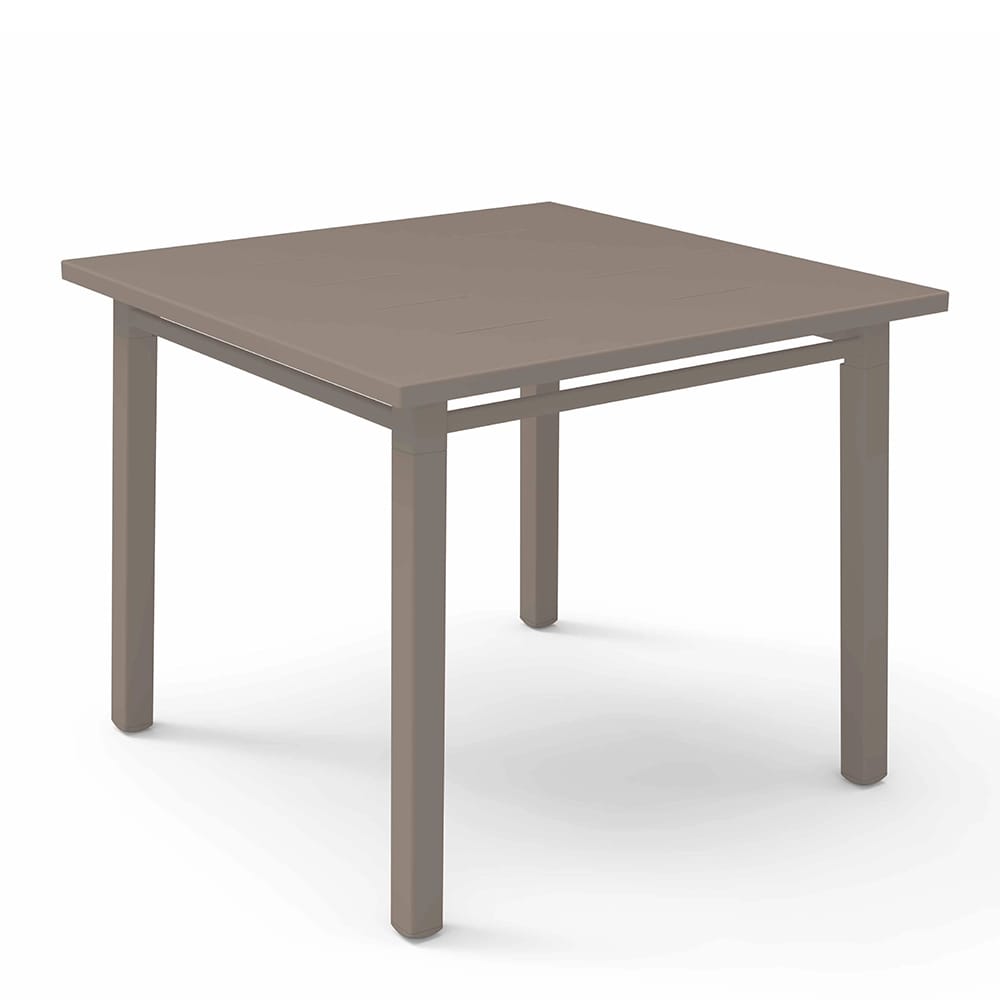 Maiori Aluminum Square Patio Dining Table with Umbrella Hole, Light Taupe