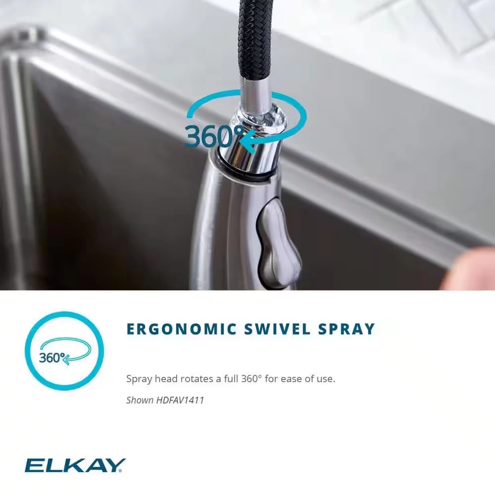 Elkay Single-Handle Pull-Down Sprayer Kitchen Faucet, Satin Lustrous Steel