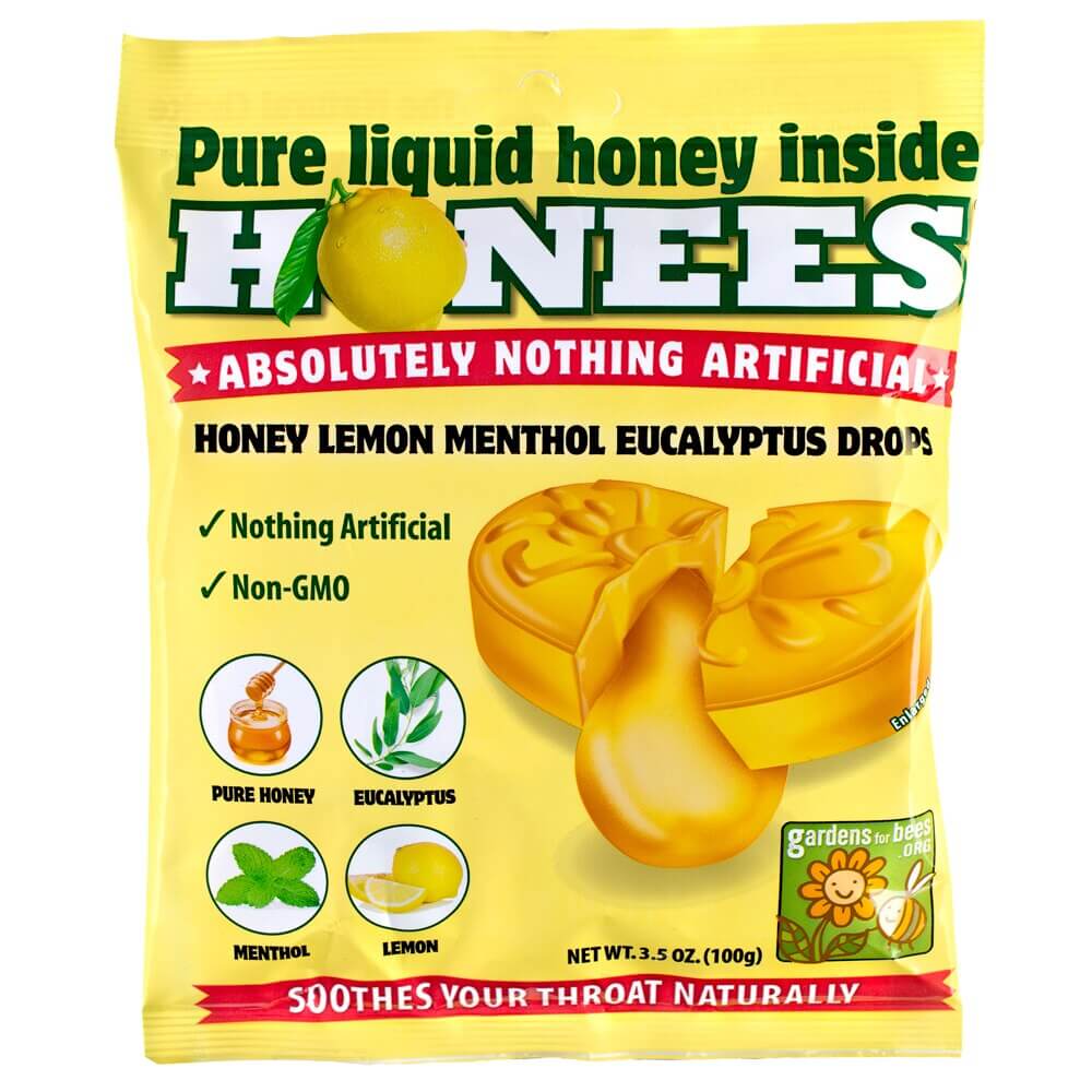 Honees Honey Lemon Menthol Eucalyptus Cough Drops, 20 Count