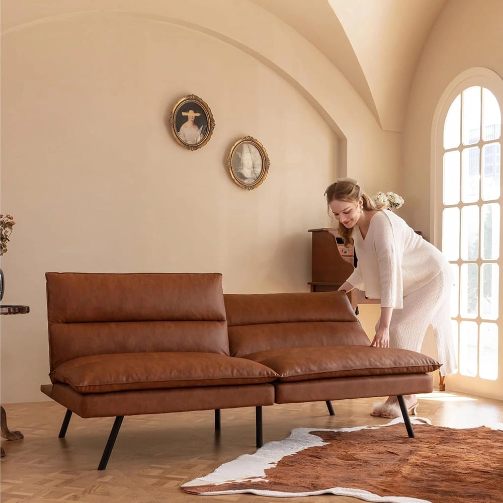 Memory Foam Futon Sofa Bed, Brown