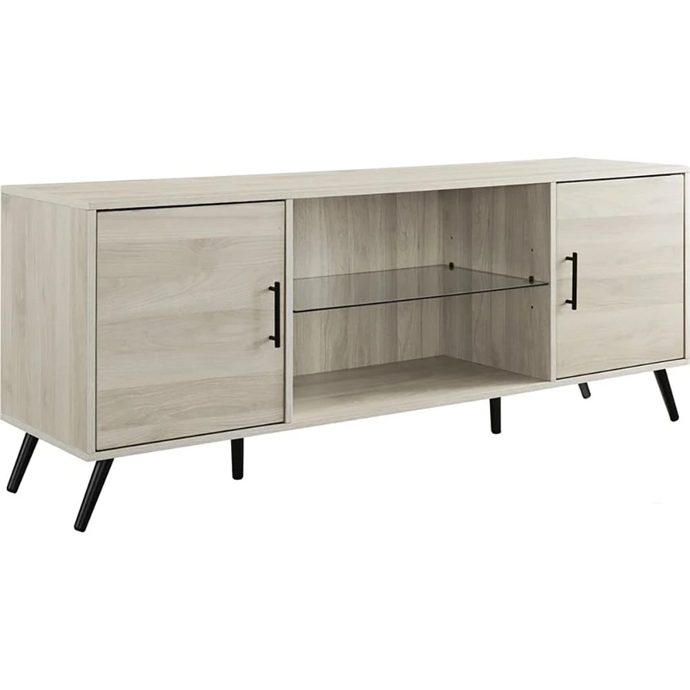Walker Edison Nora Modern 2-Door TV Stand, Birch, 60"