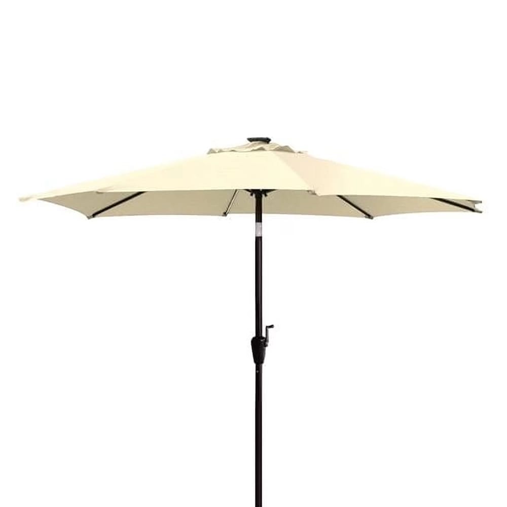 Jeco 9' Aluminum Patio Umbrella with Crank and Solar Guide Tubes, Tan/Brown