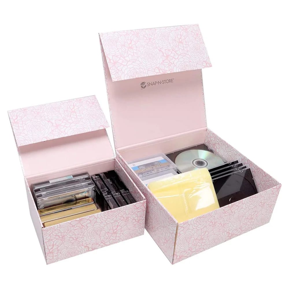 Snap-N-Store Storage Boxes, Pink Flowers, 3 Pack