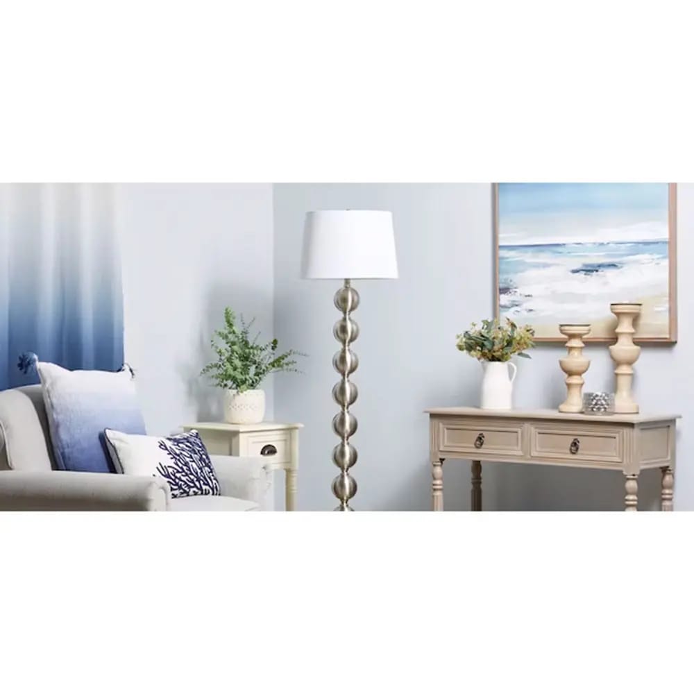 Allen + Roth Hatton Shaded Floor Lamp, Brushed Nickel