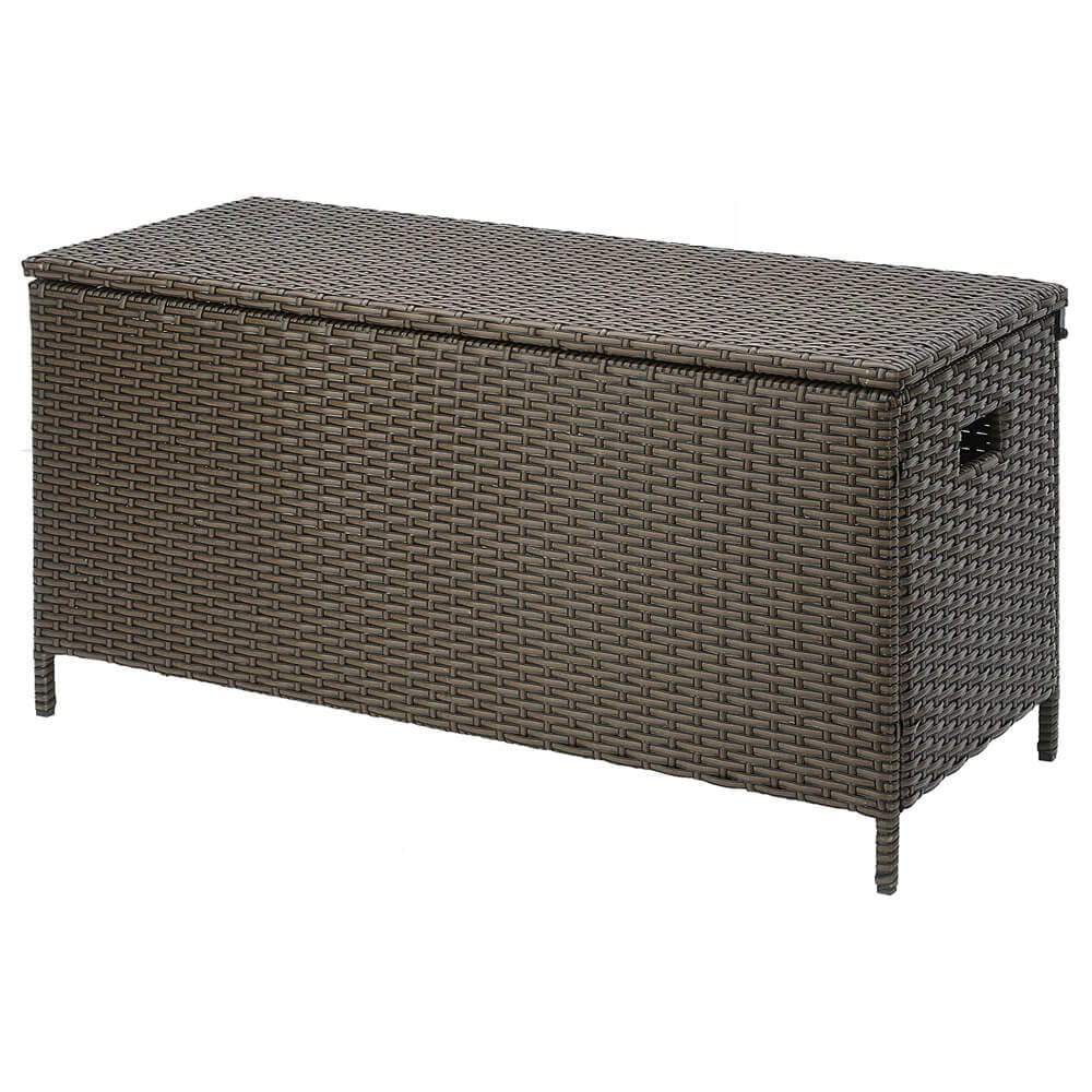 National Outdoor Living 55" Resin Wicker Deck Box, Dark Brown