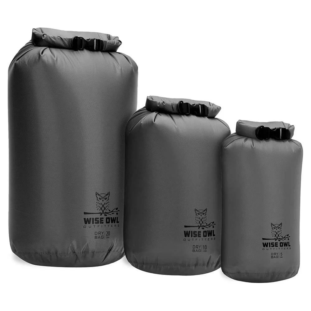 Wise Owl Outfitters Waterproof Dry Bags, Gray, 3-Pack