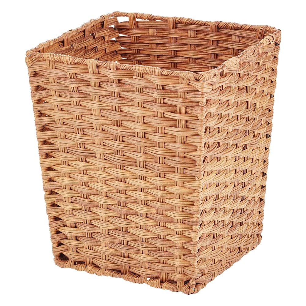 mDesign Small Woven Basket Trash Can, Camel Brown