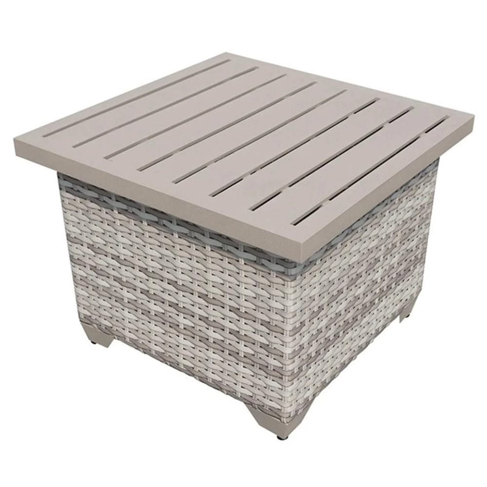 TK Classics Patio Wicker End Table, Vanilla Cream