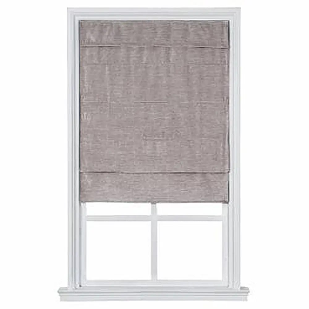 Cordless Velvet Fabric Flat Roman Shade, Taupe, 35" x 64"