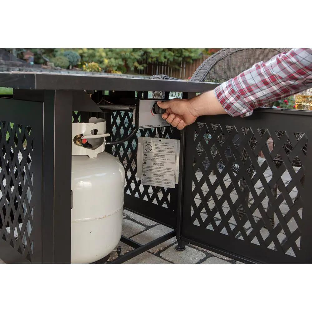 Endless Summer 30" Steel Frame Slate Tile Mantel Gas Fire Pit, 30,000 BTU