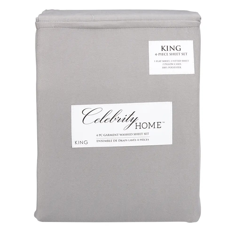 Celebrity Home SheetSet, 4pc, King, Grey