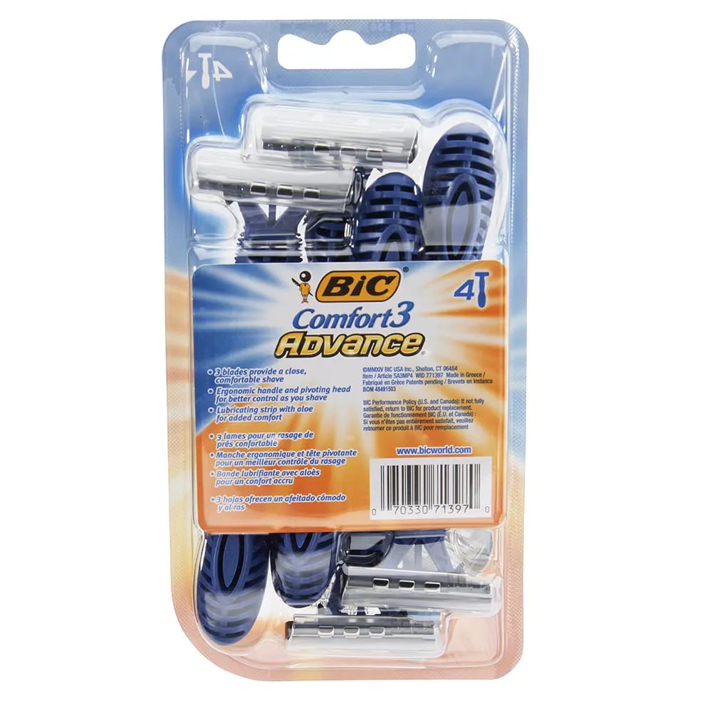 BIC Comfort 3 Advance Razor Blades, 4 Count