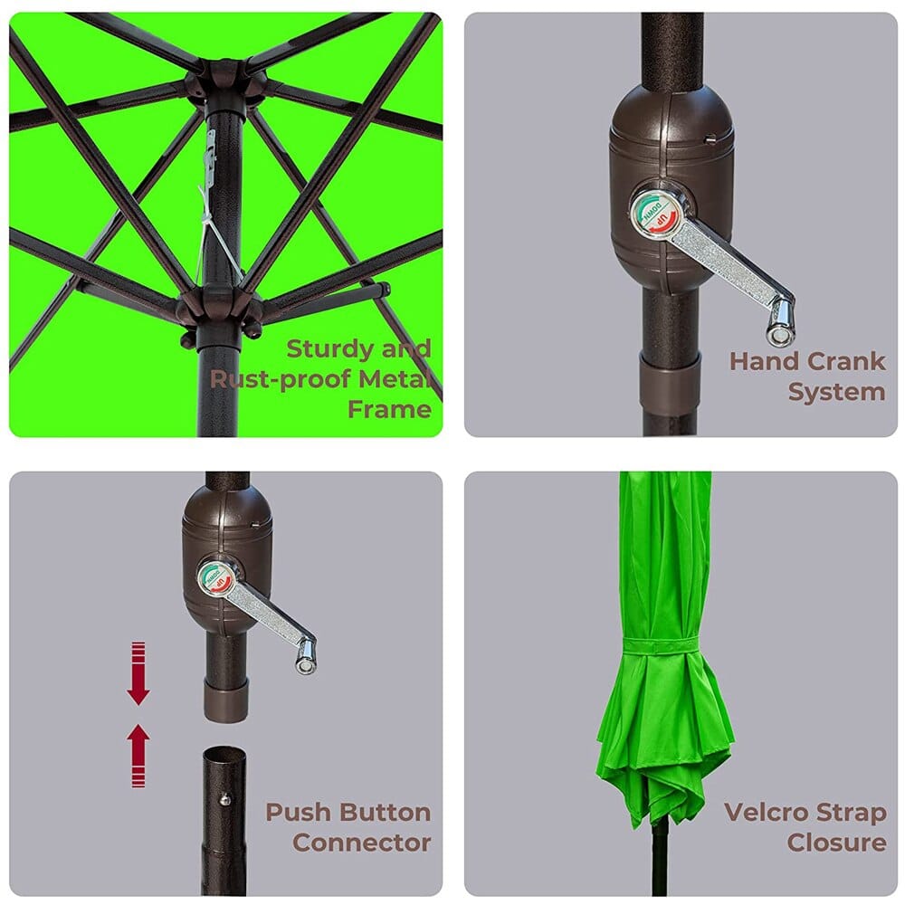 Outdoor Patio Umbrella with UV Protection, 7.5', Lime Green