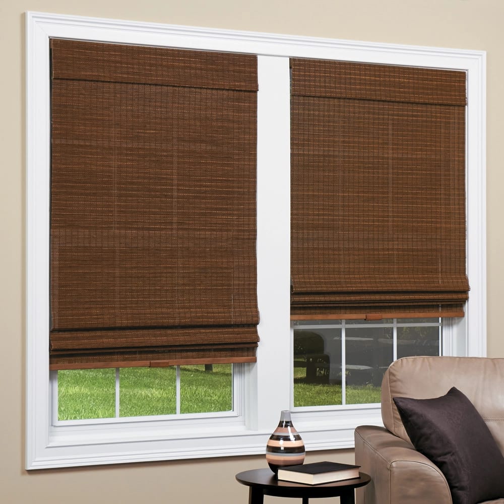 Cordless Bamboo Roman Shade, Coffee, 31" x 64"