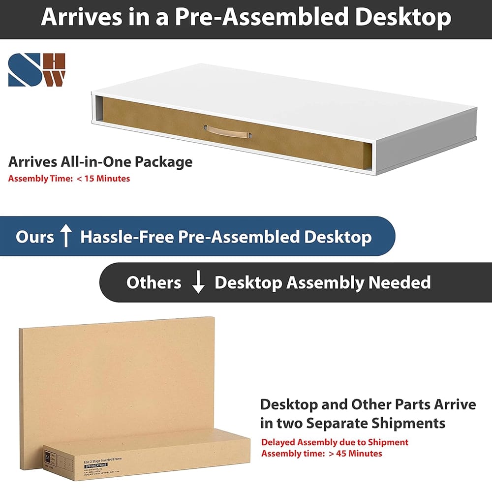 Simple Houseware 40" Height Adjustable Electric Standing Desk with Drawer, White