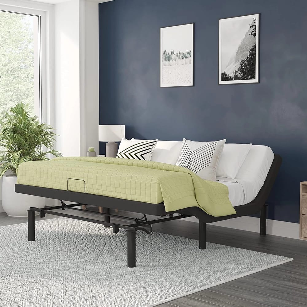 Adjustable Bed Base with Wireless Remote, Black, King